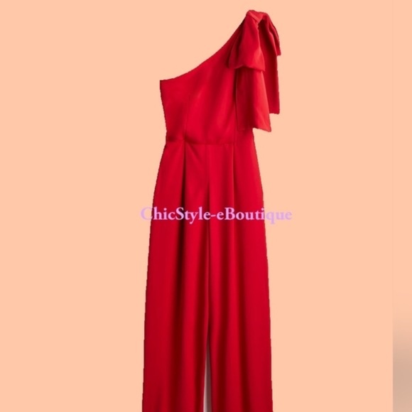 H&M One-shoulder Jumpsuit Red BNWT - Picture 1 of 7
